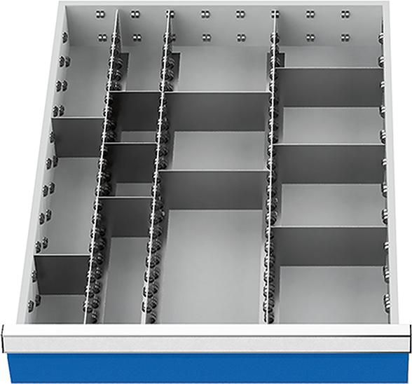 Metalleinteilung Set 13-teilig verzinkt Blendenhöhe 50 mm B450xT600xH50mm