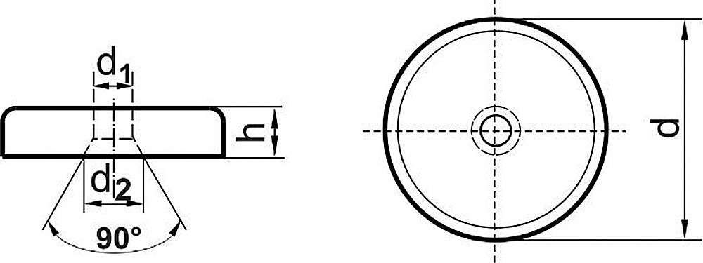 NdFeB-Flachgreif. m.Bohr.16 x 4,5 mm Beloh