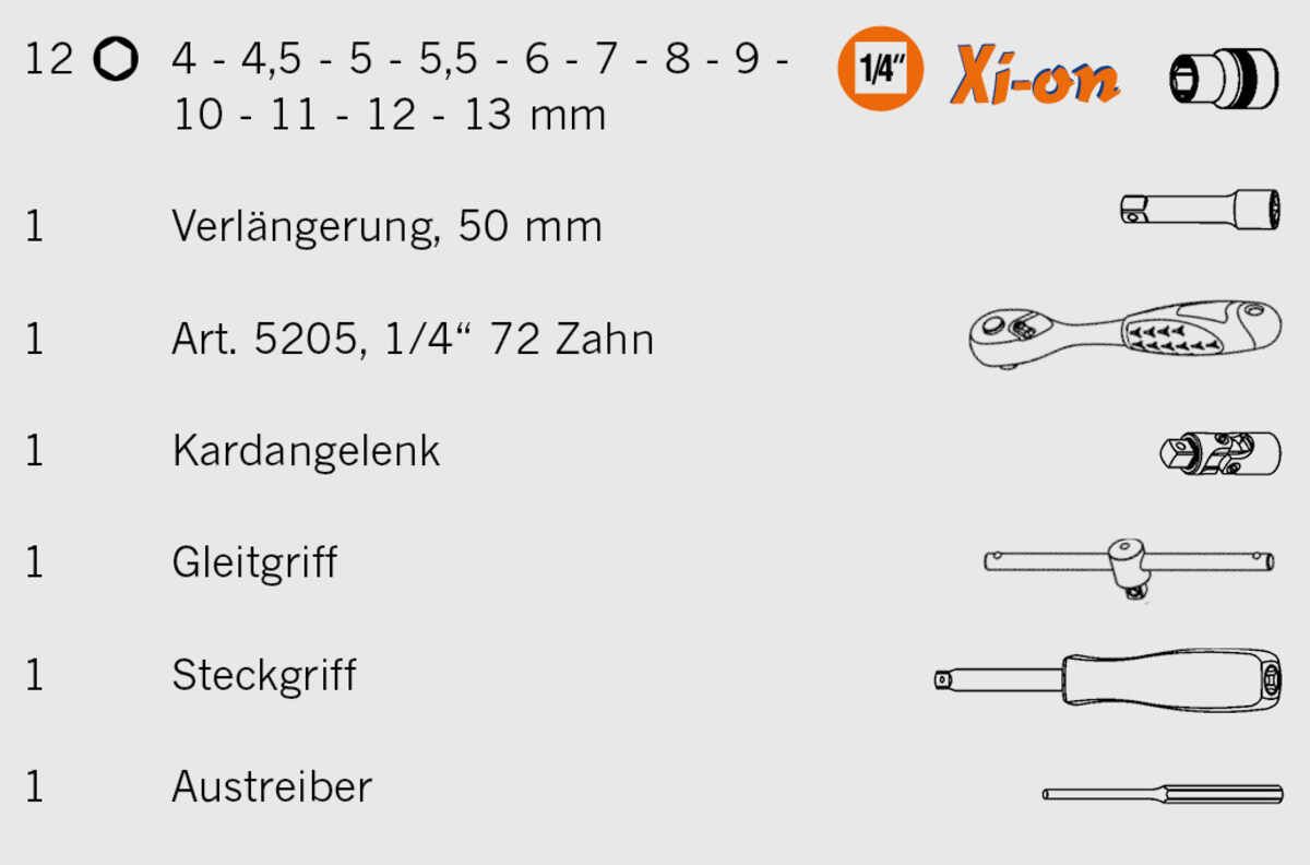 "Xi-on 1/4"" Steckschlüssel Satz 18tlg"