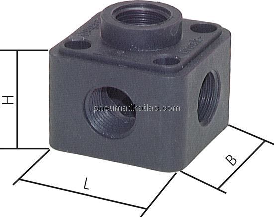 Wanddose (Verteiler) 5 x G 1/2", Kunststoff