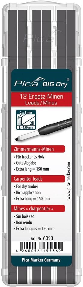 Minen-Set für Zimmermanns-Bleistift BIG Dry Zimmermann Graphit 2H Pica