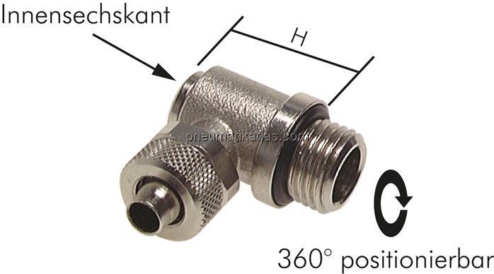 Winkel-Verschraubung G 1/8"-6x4mm, Messing vernickelt, Innenskt.