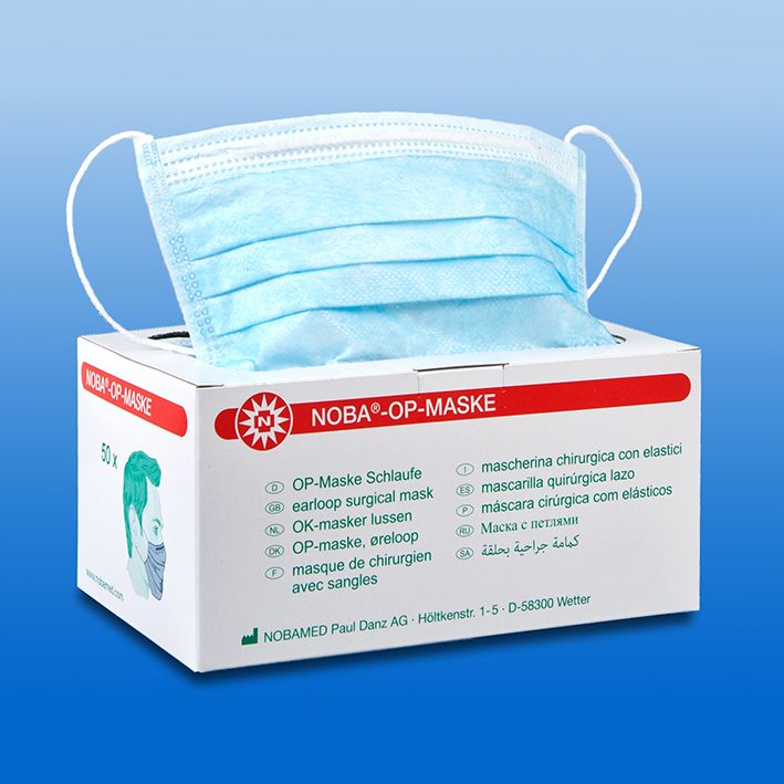 NOBA OP-Masken mit elast. Schlaufen,blau (50 Stck.)UK = 30 Pack