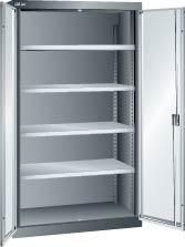 Flügeltürenschrank B1100xT641xH1950mm RAL 7035,Vollblechtür 4 Böden