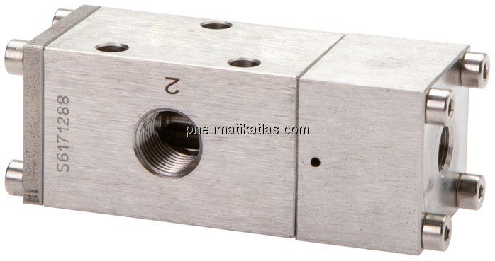 3/2-Wege (NC/NO) Pneumatikventil, G 1/4" (Pilot G 1/8"), Federrückstellung