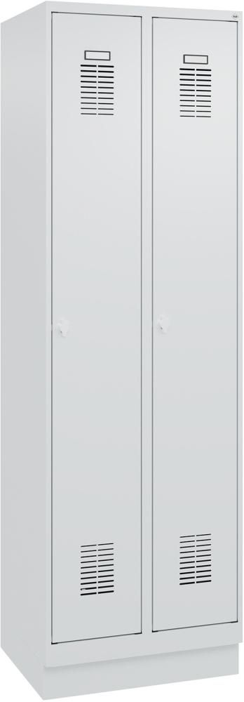 FORMAT Garderobenschrank B600xT500xH1950 mm RAL 7035/7035, 2 Abteile u. Sockel (Selbstmontage)