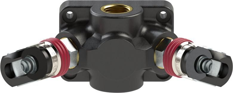 Endverteilerdose Kunststoff Innengewinde 1xG1/2" zu 2xSchwenk- Kupplung 7,2 RIEGLER