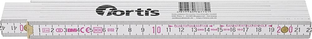FORTIS Gliedermaßstab Buche 2mx16mm weiß