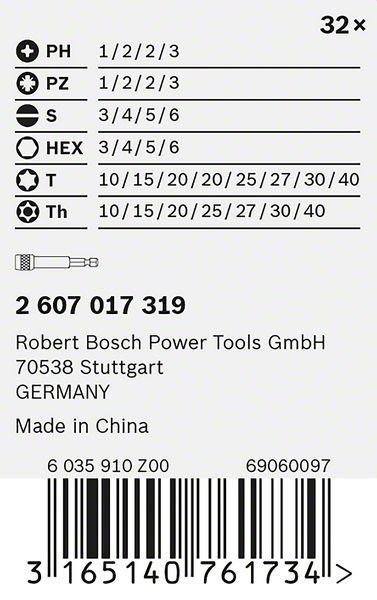 Bosch 32-tlg. Schrauberbit-Set, PH, PZ, H, T