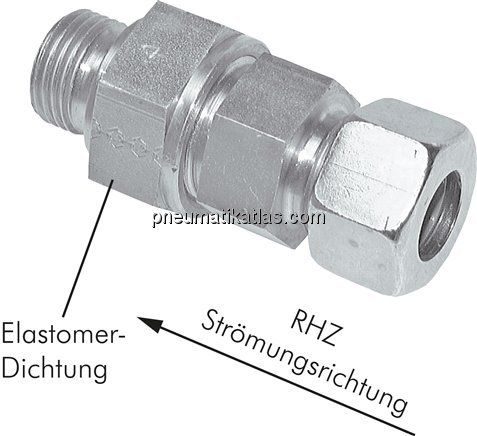 Hydraulik-Rückschlagventil 8 L (M14x1,5)-M 12x1,5, Stahl verzinkt
