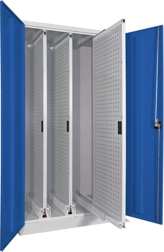 Vertikalauszugsschrank B1000xT600xH1950 mm 3 Wannen RAL 7035/5010