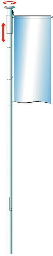 Aluminium-Fahnenmast zyl.m.Ausleger, 360G D75 mm HüB 7,5 m, H-DKA-X/1,2 m Kippgelenk