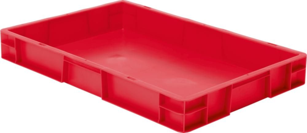 Transport-Stapelkasten B600xT400xH75 mm rot, geschlossen ohne Griffloch