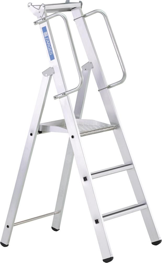 Stehleiter Meistertritt S3 Stufen Plattformhöhe 0,77 m Arbeitshöhe 2,80 m ZARGES