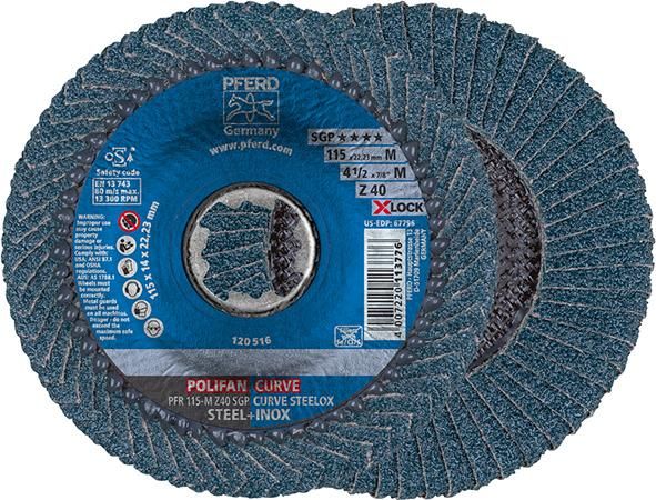 Fächerschleifscheibe X-LOCK SGP-CURVE 125mm mittel K40 Pferd