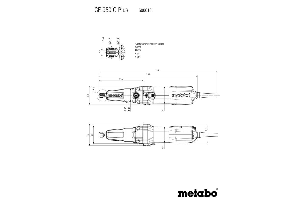 Geradschleifer GE 950 G Plus Metabo