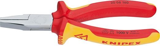 Flachzange VDE mit Mehrkomponenten-Griffen 160mm KNIPEX