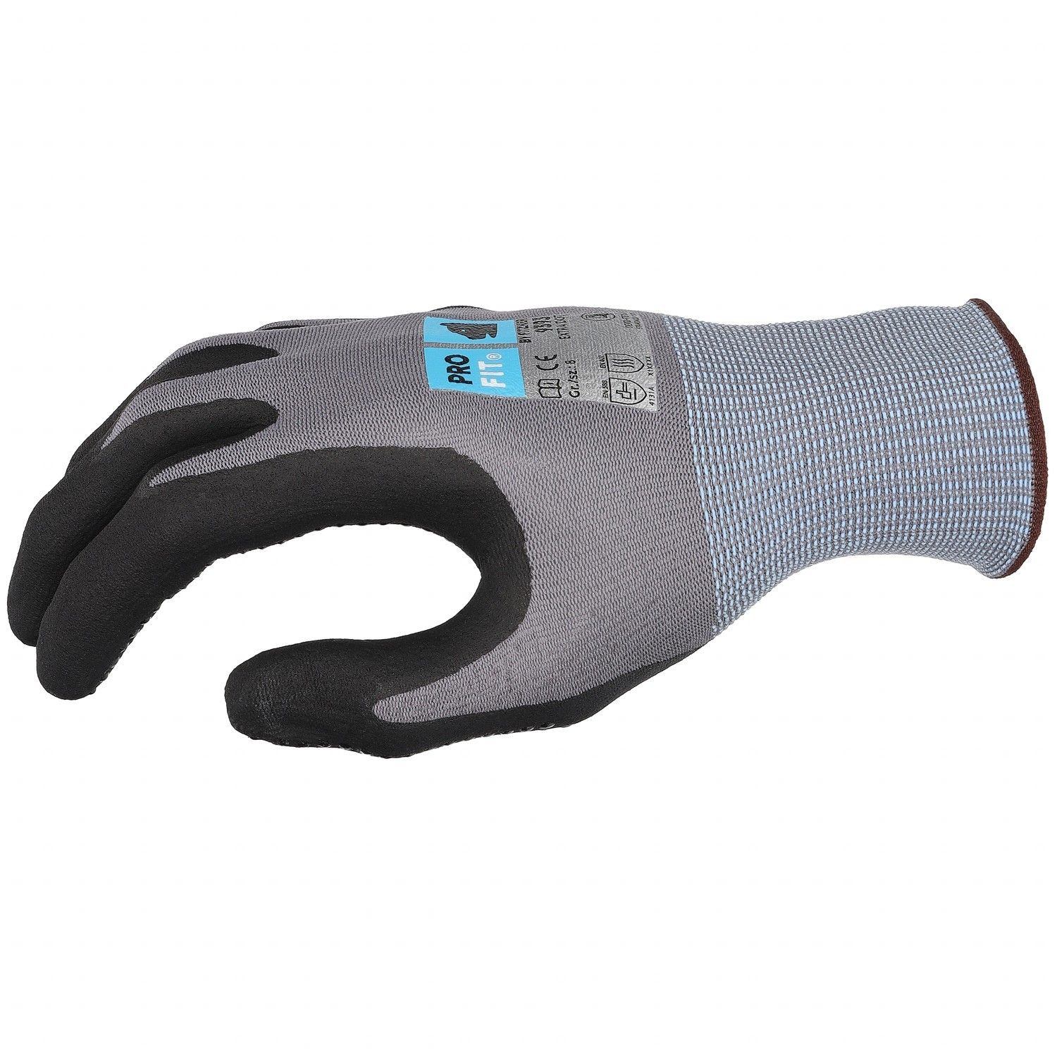 EXTRA PLUS Nitrilschaum Feinstrickhandschuh,Nylon Liner, 15 Gauge, Noppen 10