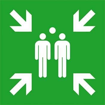 Fluchtwegschild Folie B400xH400 mm Sammelstelle langnachleuchtend