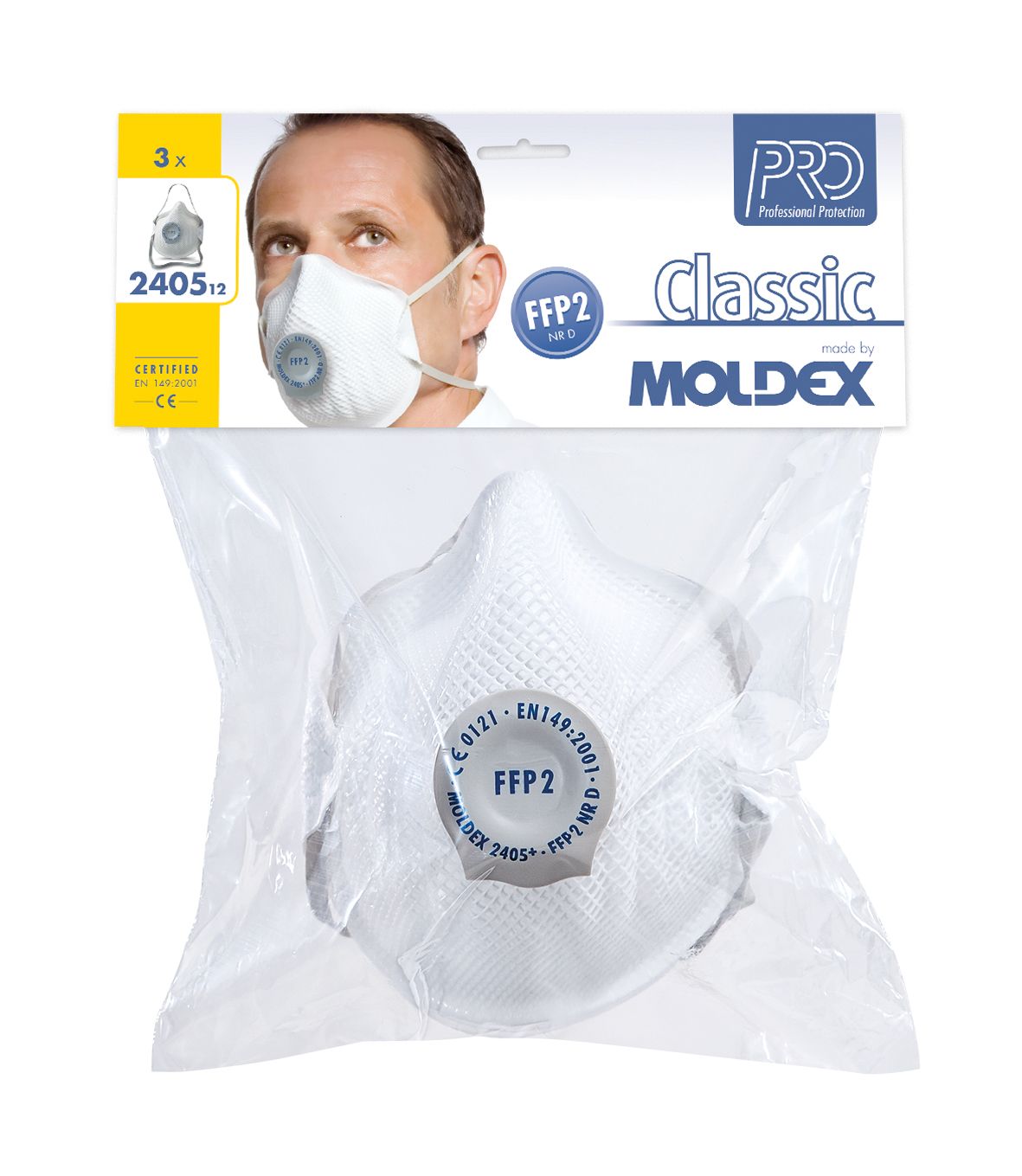 Atemschutzmaske FFP2 NR D mit Klimaventil, Klassiker in Blisterverpackung (3 Stück)