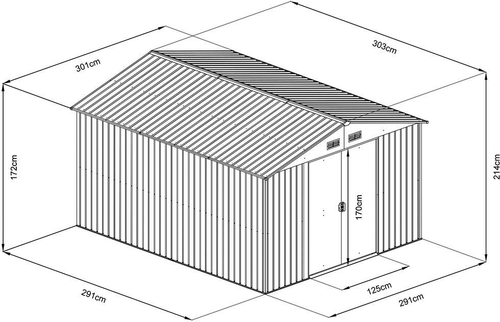 Gartengerätehausm.Satteldach301 x 303 x 214 cmBeschaffungsartikel