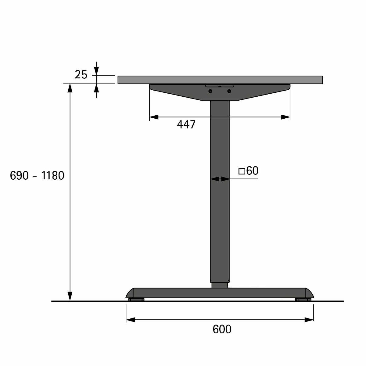 Steelforce Pro 300 Slim Tischgestell Schwarz