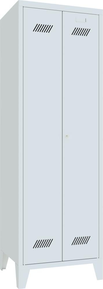 Garderobenschrank 2 Abteile, 300mm auf Füßen RAL 7035 B600xT500xH1850mm