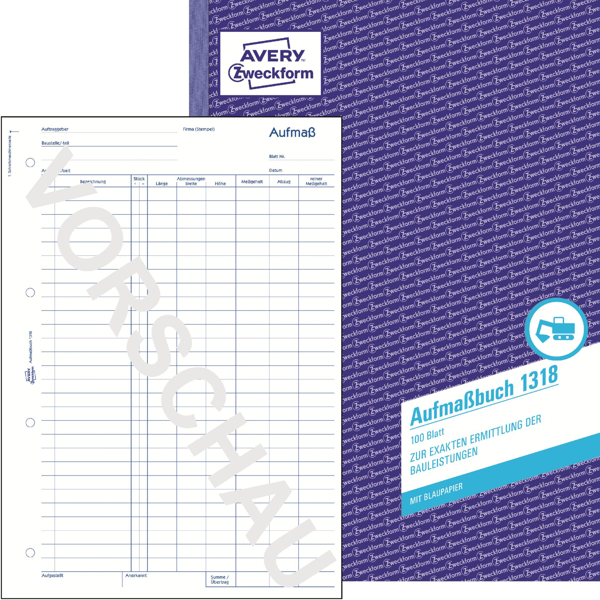 Aufmaßbuch DIN A4 100Blatt