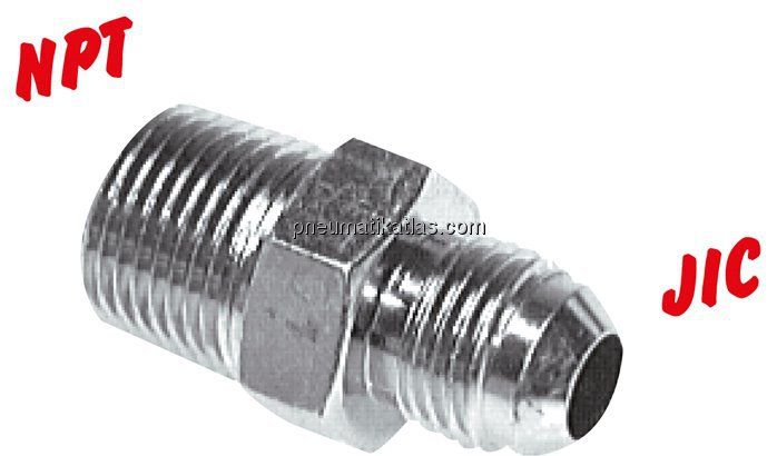 Doppelnippel NPT 1/8"-UNF 7/16"-20(JIC), Stahl verzinkt