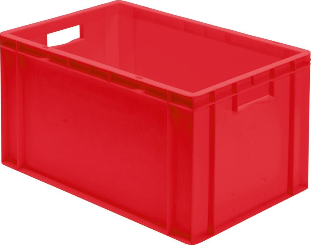 Transport-Stapelkasten B600xT400xH320 mm rot, geschlossen mit Griffloch LA-KA-PE