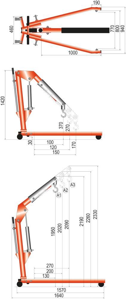 Werkstattkran WK ECO PRO Tragkraft 350-500 kg gespreizt