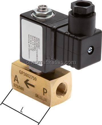 3/2-Wege Vakuumventil (NC), G 1/4", -0,9 bis 6bar, 24 V=