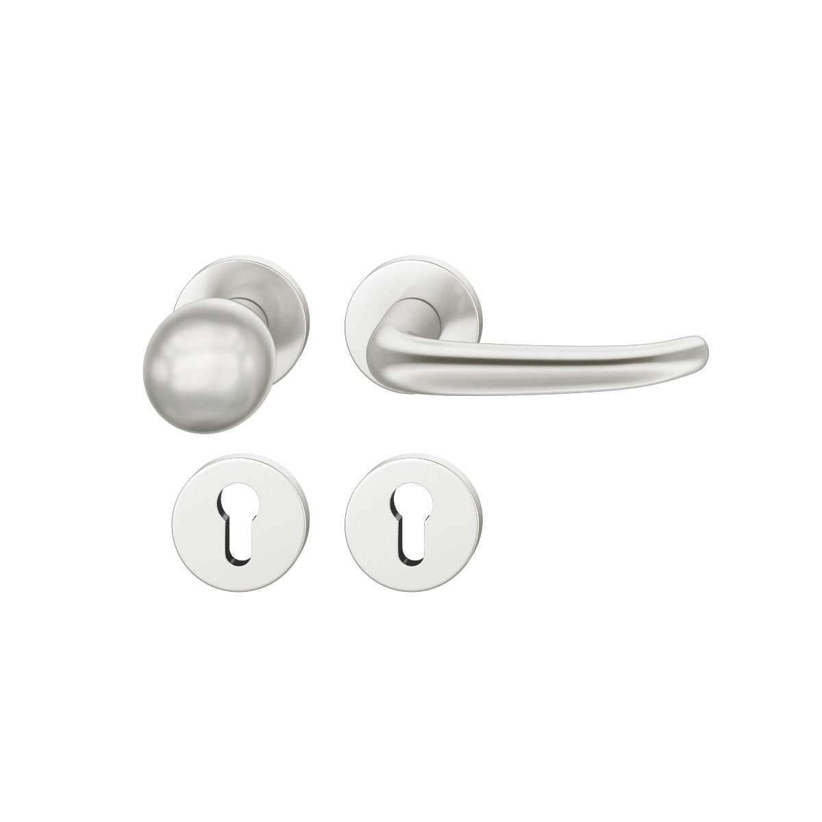 ASL Wechselgarnitur 8 mm PZ Rundrosette Knopf 0802 max. 45°. TS 39-58 mm Aluminium naturfarbig
