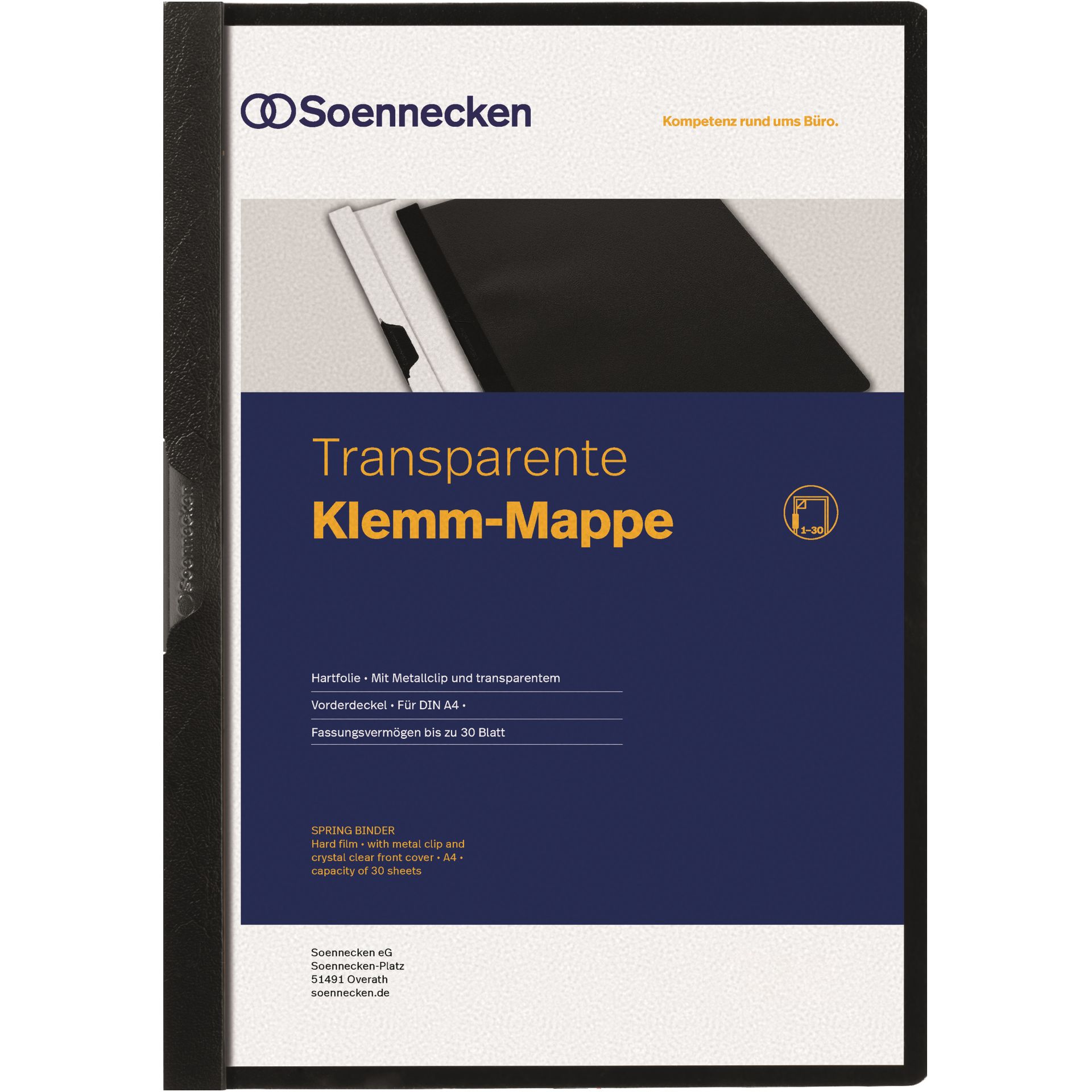Klemmmappe DIN A4 bis 30Blatt PVC schwarz