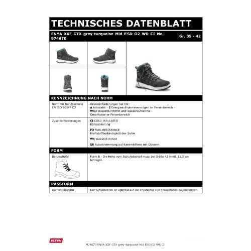 ELTEN ENYA XXF WR Berufsstiefel Mid O2 ESD, Grau, Gr. 37