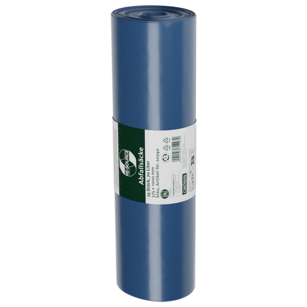 Abfallsäcke aus Recycling-LDPE 70 l, blau - RL=25Stk., Karton=25RL