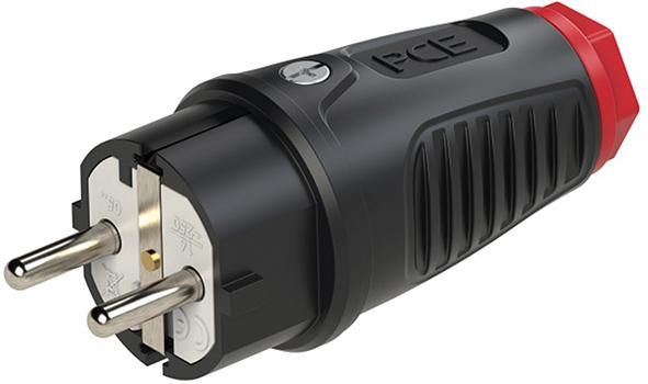 Schutzkontaktstecker IP54 Gummi 16A / 250V AC / 3p (2P+E)