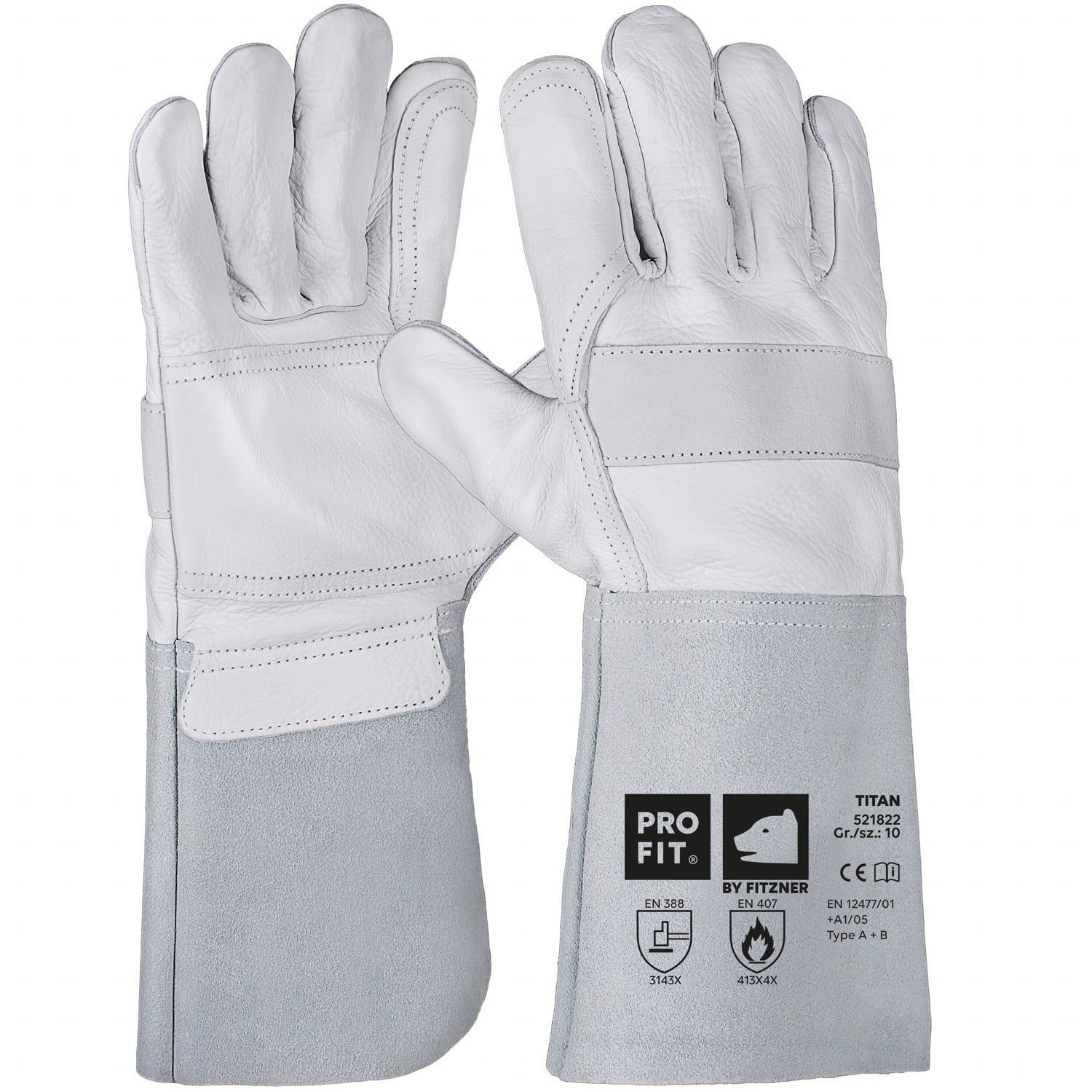 Schweißerhandschuh Rindvollleder,"Titan", 35 cm , verstärkt 10