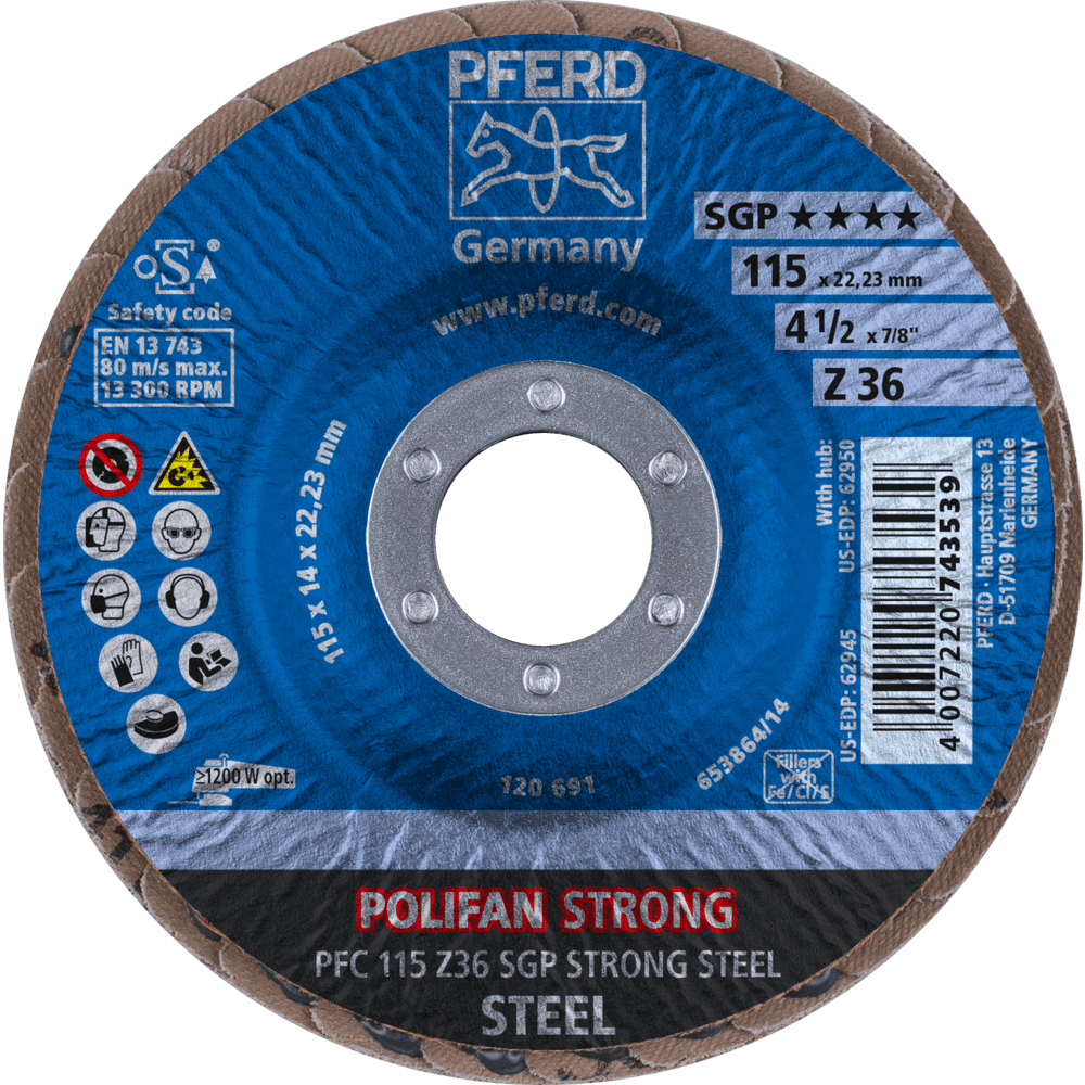 PFERD POLIFAN-Fächerscheiben PFC 115 Z 36 SGP STRONG STEEL