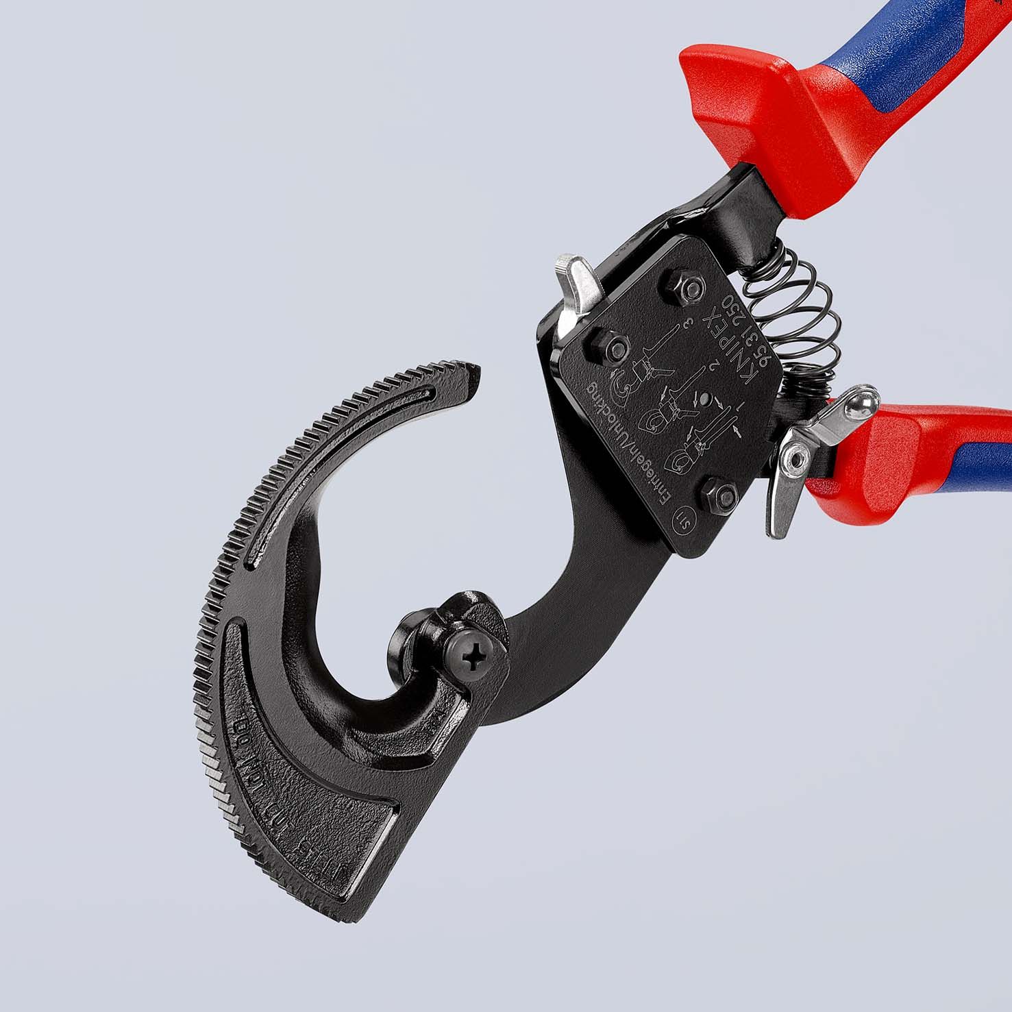 KNIPEX Kabelschneider (Ratschenprinzip) mit Mehrkomponenten-Hüllen
