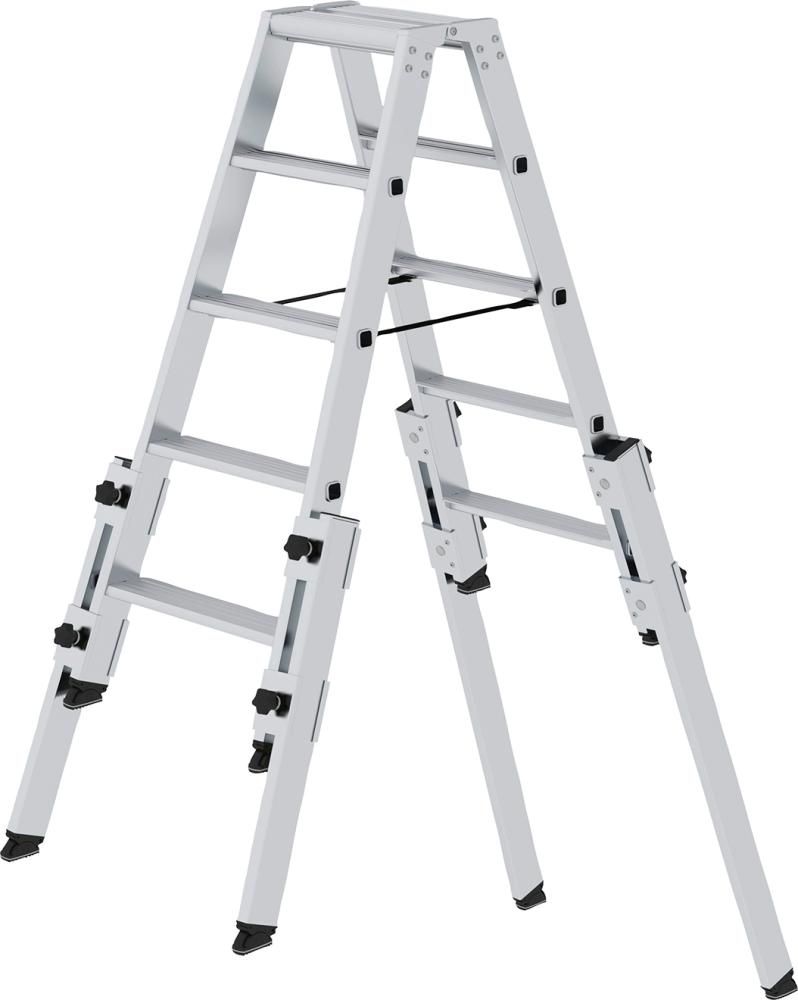 Alu-Stehleiter 2x5 Stufen Gesamthohe 1,14 m Arbeitshöhe bis 3,20 m