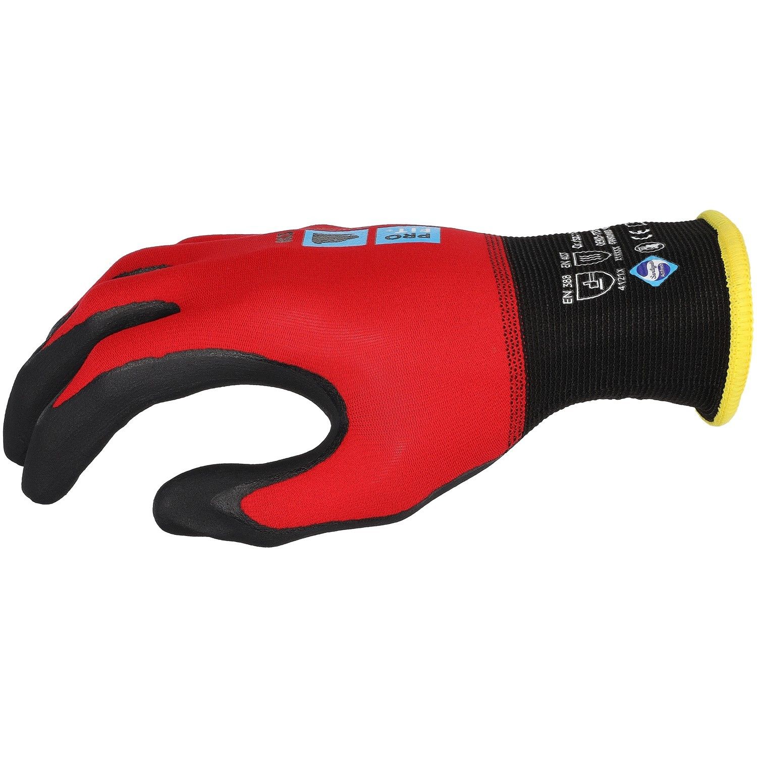 Nitril Handschuhe, "Tactus",rot/schwarz, 18 Gauge 10
