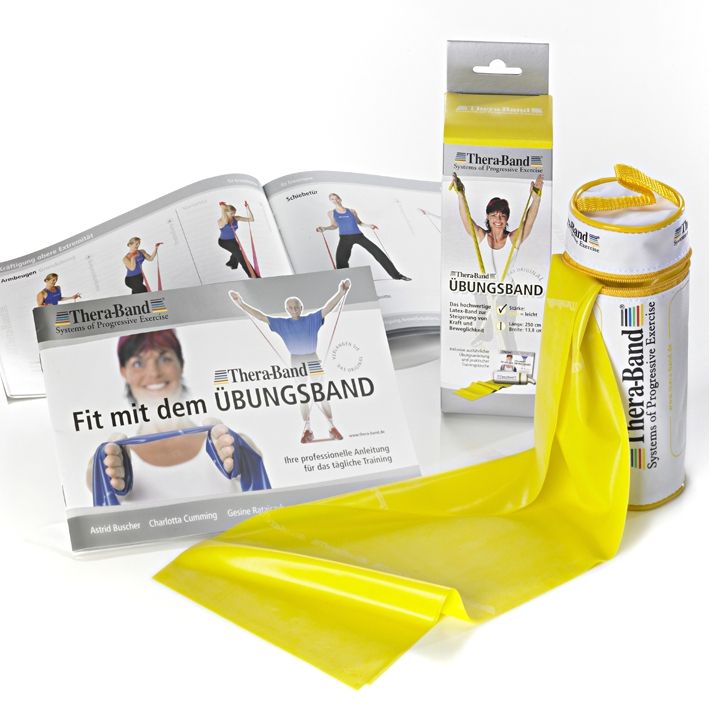 TheraBand 2,5 m, gelb/leicht, inkl.Türanker-Tasche mit ÜbungsanleitungUK = 15 Stck.
