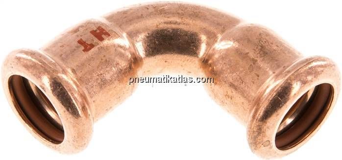 Pressfitting, 90° Bogen, 15mm innen, Kupfer / Kupferlegierung