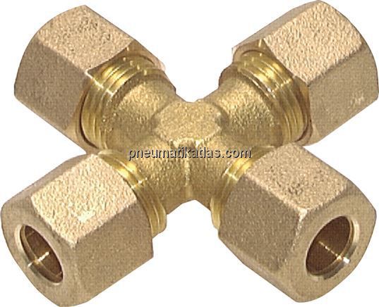 Kreuz-Klemmringverschraubung 4 (M8x1)mm, Messing