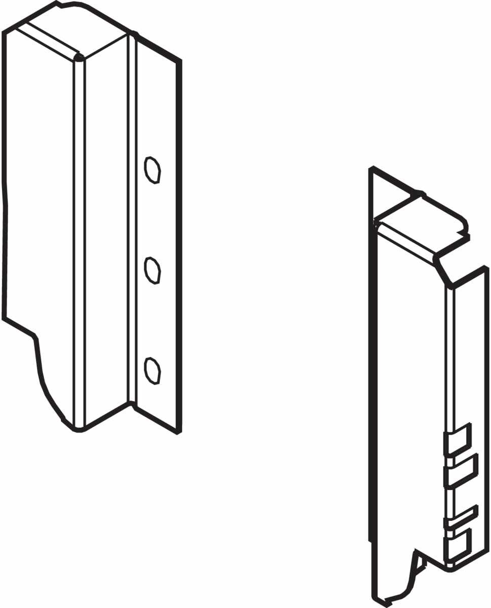 TANDEMBOX Holzrückwandhalter, Höhe B (160 mm), links/rechts, R9006 weißaluminium