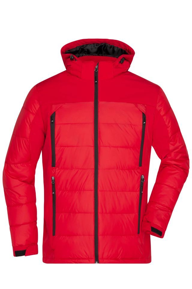 Men's Outdoor Hybrid Jacket Thermojacke in attraktivem Materialmix rot, Gr. 3XL