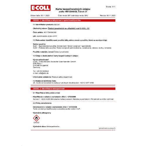 Edelstahlreiniger NSF-A7 400ml Sprühdose E-COLL EE
