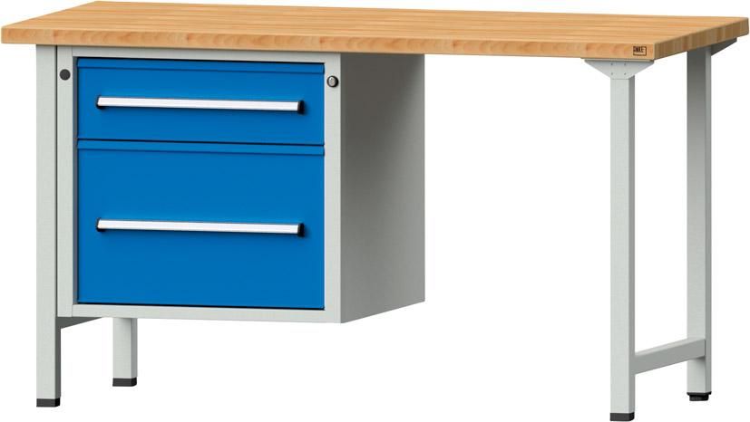 Anke Kombi-Werkbank B1500xT700xH840mm RAL7035/5012 BMP: 40 mm 2 Schubladen