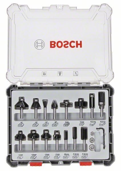 Bosch 15-teiliges Fräser-Set, für Handfräsen
